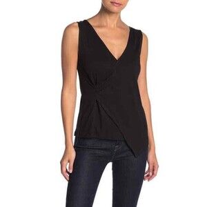 14th & Union women's Texture Knit Wrap Tank Top In Black Size Petite M